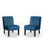 Chaises modernes du milieu du siècle, 2 en velours bleu avec support en bois massif pour la maison de 2 accents, pieds robustes