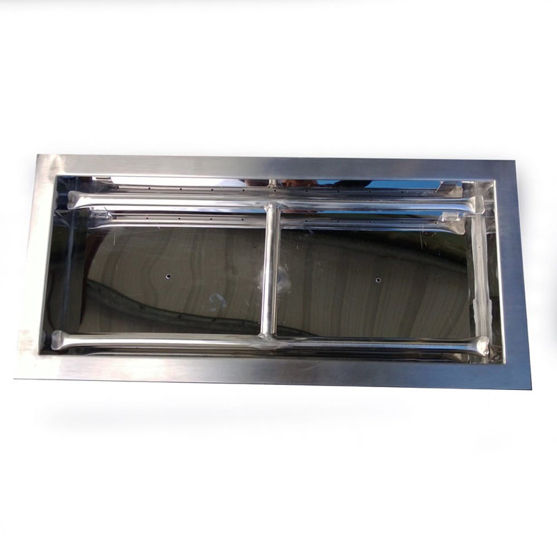 Brûleur de foyer rectangulaire en acier inoxydable, H 30 po x l 12 po x P 3 po