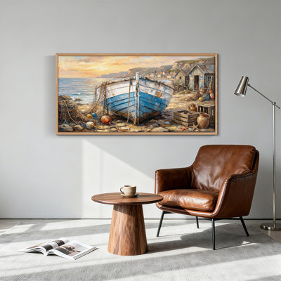 «Coastal Boat», reproduction d'art sur toile encadrée de 1 x 58 x 28 po