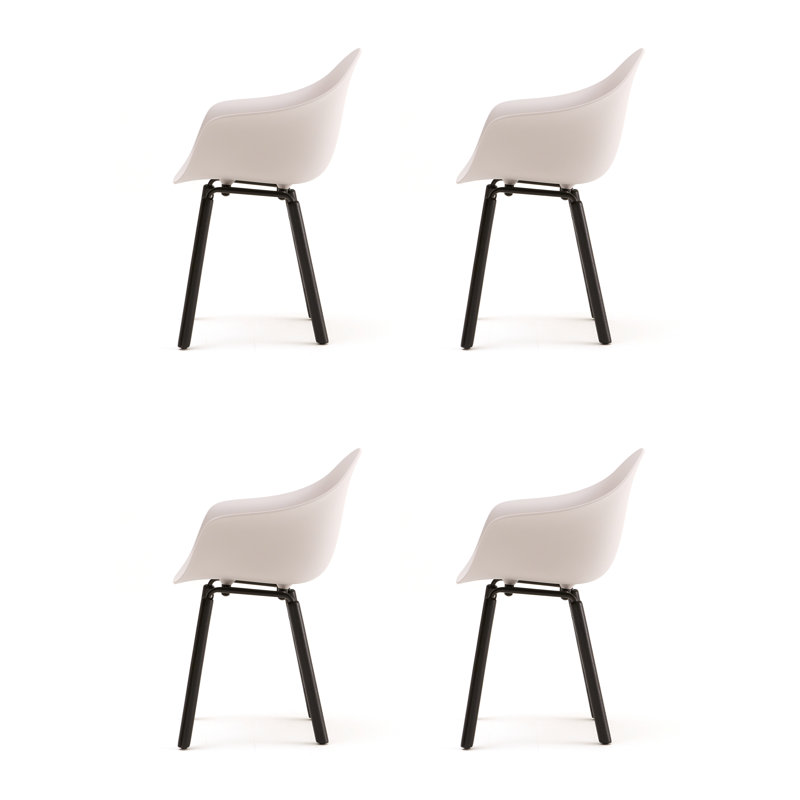 Fauteuil TA (ensemble de 4), Gris froid / noir