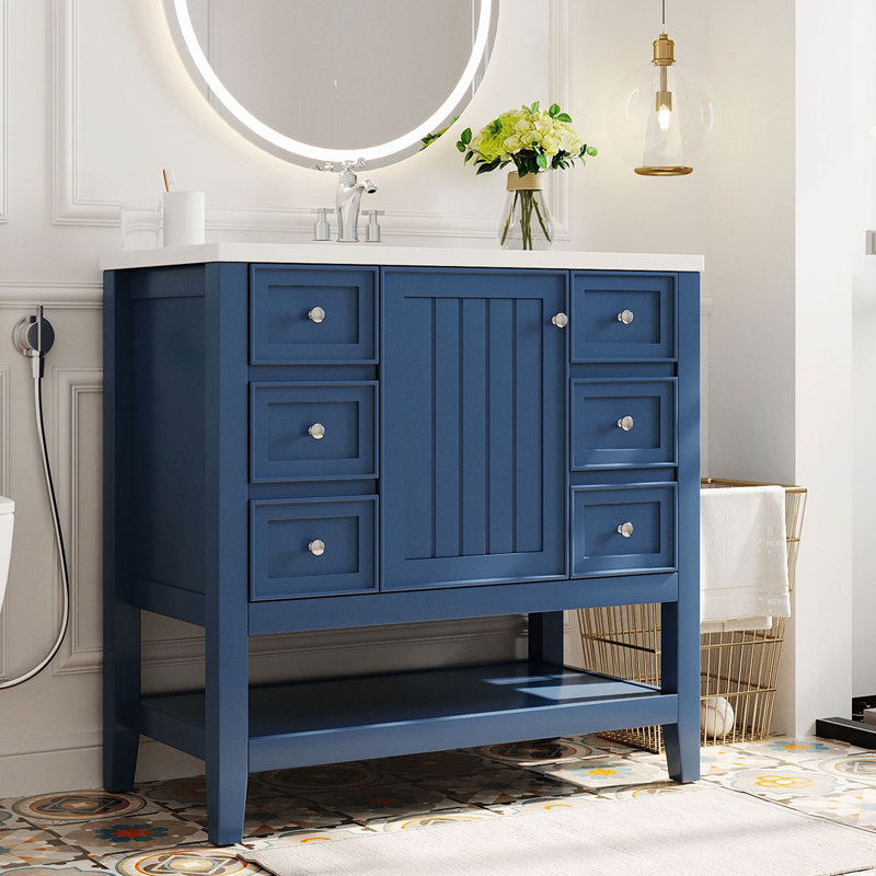 Keyri 36'' Single Bathroom Vanity with Ceramic Top