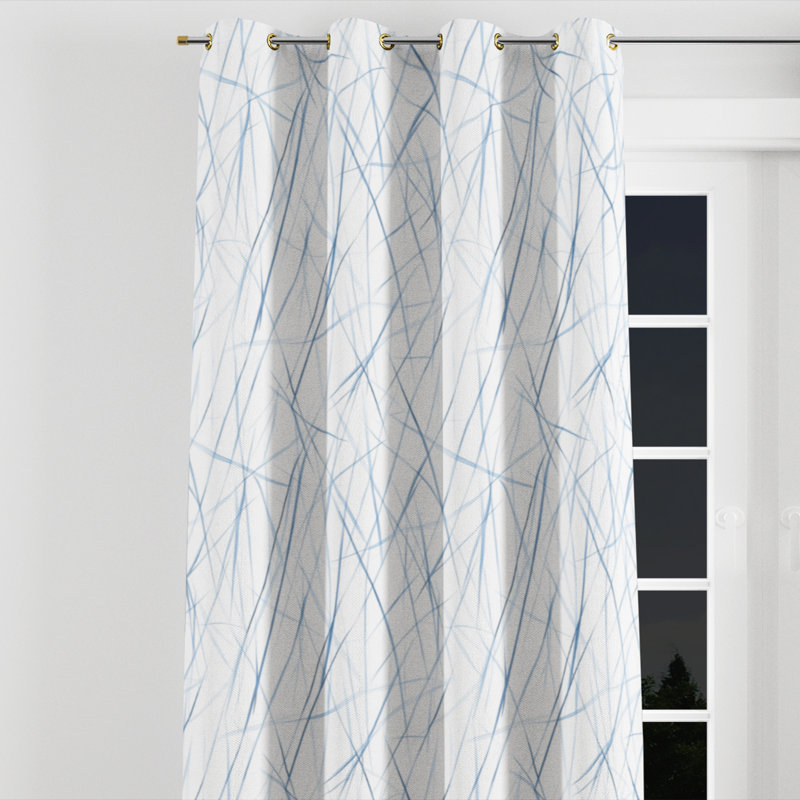 Rideaux modernes pour chambre à coucher - Rideau à œillets Abstract Breeze Lines - 1 panneau, L 52 po x L 63 po
