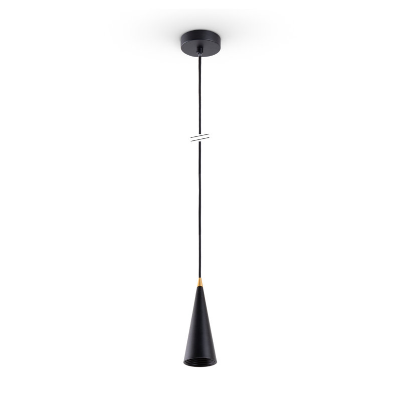 Cone pendant lamp 1-light Tide, Black, 177.5cm H x 9.5cm W x 9.5cm D