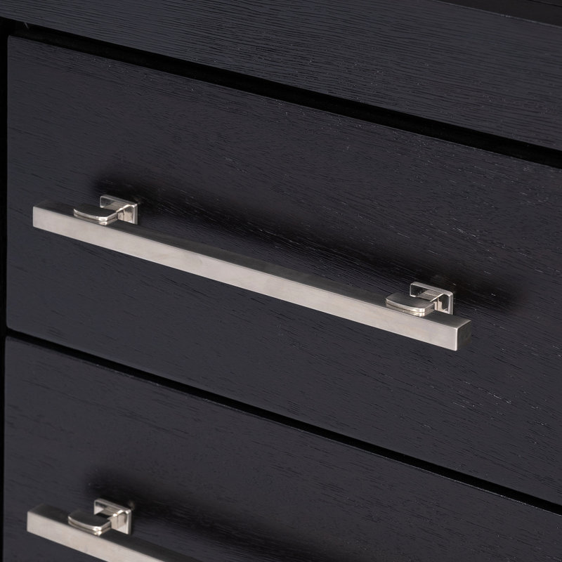 Contemporary Bedroom Vanity With Stool, Black Finish, Pine/, Bearing Glides, Power Outlet, 8Mm Glass Top And Stool , Design, 5+ Drawers, Engineered Wood, Touch - Control Led Mirror,