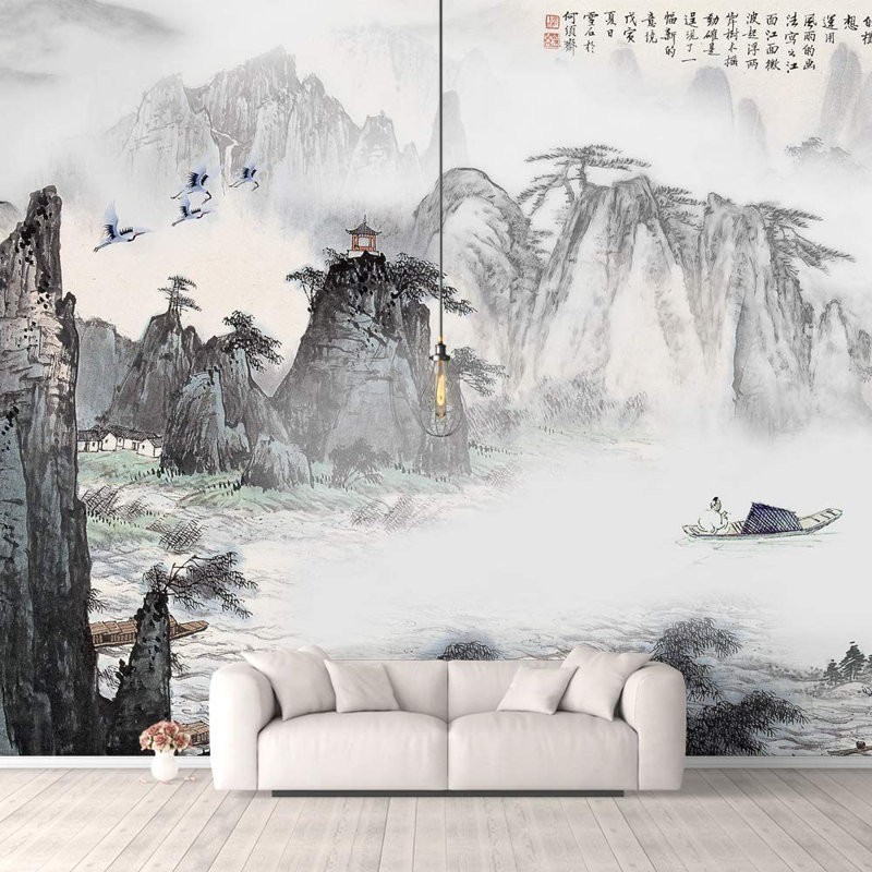 Idées murales murales pour chambre à coucher, beaux paysages, paysage, grand papier peint amovible, autocollants muraux peler et coller