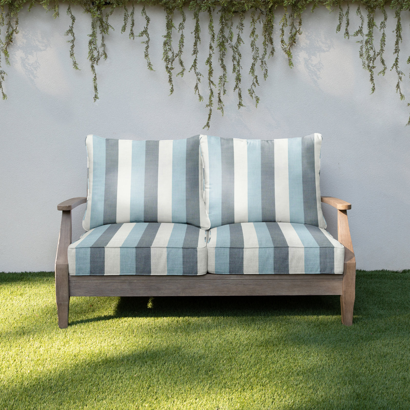 Sunbrella® Seat and Back Cushion, Direction Dew Stripe Sunbrella®, 22.5" W x 22.5" D