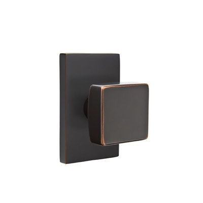 Emtek Privacy Knobset w/ Modern Rectangular Rosette and Square Knob