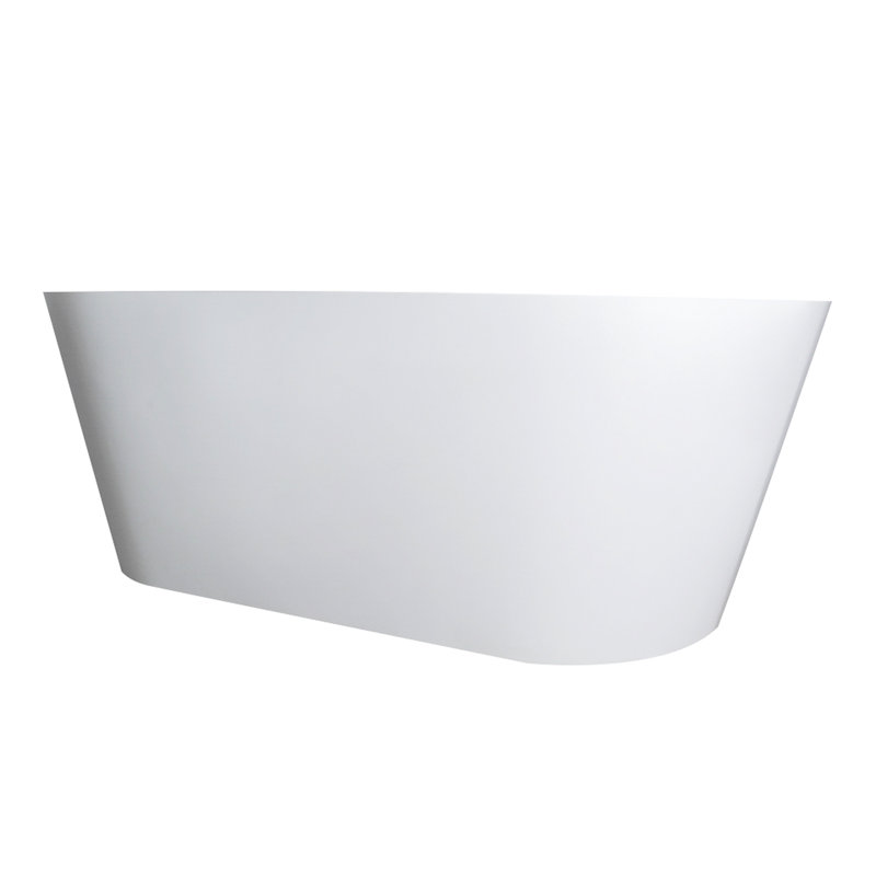 Baignoire autoportante à surface solide de 65 pouces avec finition mate, design contemporain, convient aux petites et moyennes salles de bain, surface, forme ovale, blanc, salle de bain idéale pour la famille