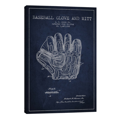 Baseball Glove Patent 1 Piece Wrapped Canvas Wall Art