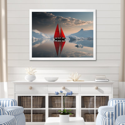 Voilier rouge arctique - impression sur toile
