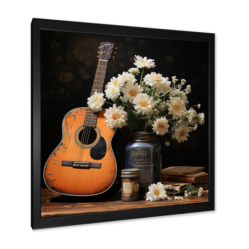 Country Music Melody 1 - musique, art mural, Cadre simple noir, H 30 po x l 30 po x P 1,5 po