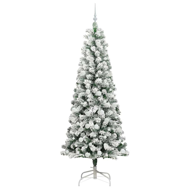 Artificial Hinged Christmas Tree Green and white, 6.89 ft