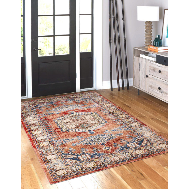Tapis oriental terre cuite Vern, Rectangle 2 pi 2 po x 3 pi 1 po, Terracotta