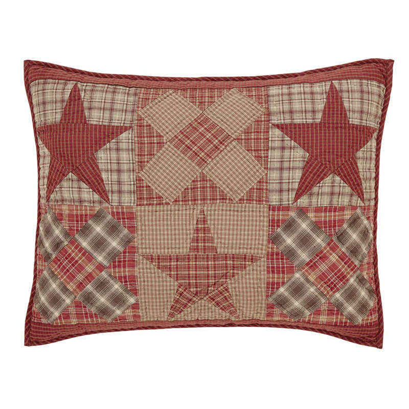 Dawson Star Khaki and Burgundy Cotton Standard Sham