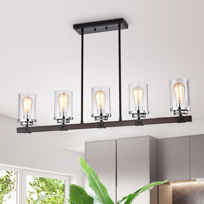 Luminaire suspendu linéaire pour îlot de cuisine 5 lumières Monique