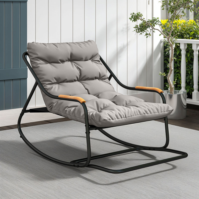  Chaise berçante d'extérieur avec coussin épais et doux