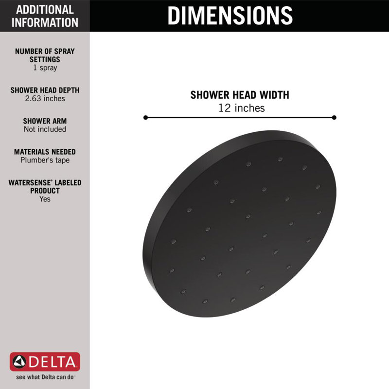Pomme de douche à réglage unique 2,5 GPM avec technologie H2Okinetic, Noir mat
