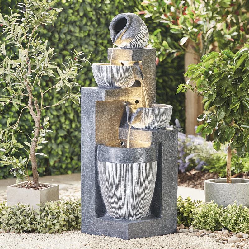 Anwar Outdoor Weather Resistant Cascade Fountain with Lights