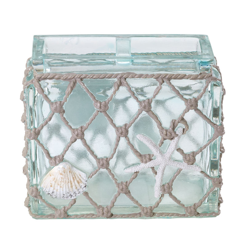 Seaglass Coastal Resin Toothbrush Holder with Nautical Rope