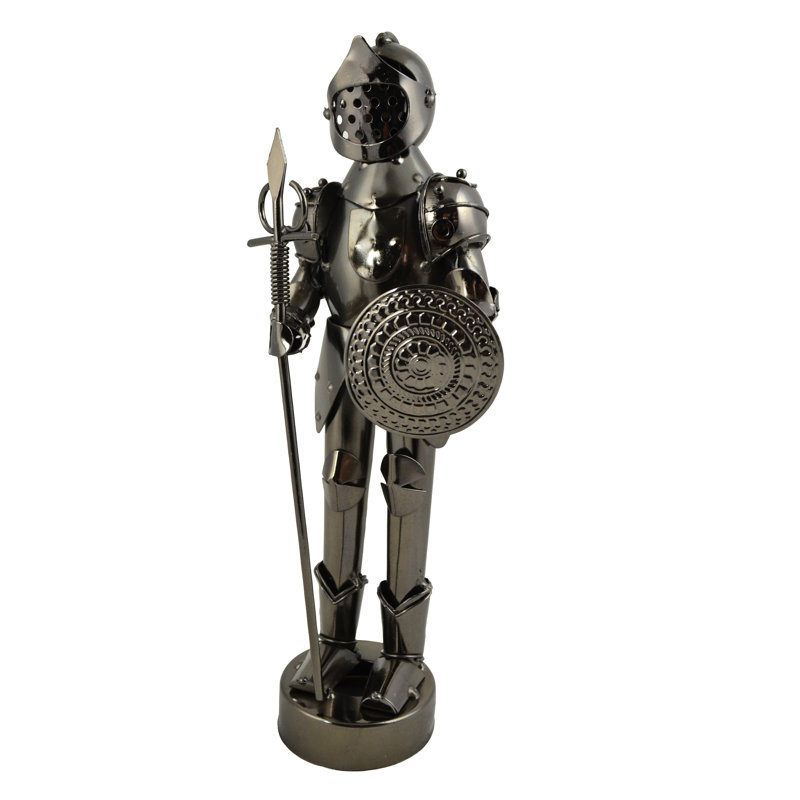 Statue chevalier en métal poli 11 po