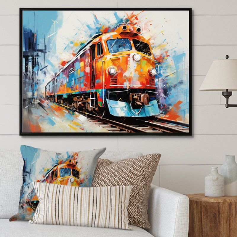 «Abstract Train Vibrant Rails», reproduction sur toile, H 16 po x l 32 po x P 1 po, Cadre flottant noir