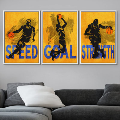 Inspirational Typography Basketball Players Sports & Fitness, Athletes Art Pop Modern Boy's Bedroom Portrait Pictures, Giclee Canvas Digital Print Framed Wall Art