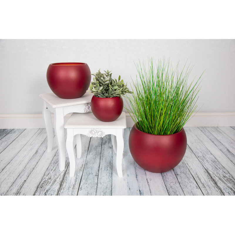 Epoxi Cylinder Pot - Semi Gloss  - Set Of 2, Red, 13.5cm H x 16cm W x 16cm D