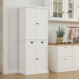 Pakasept Kitchen Pantry Storage Cabinet,Modern Freestanding Pantry Cabinet - White