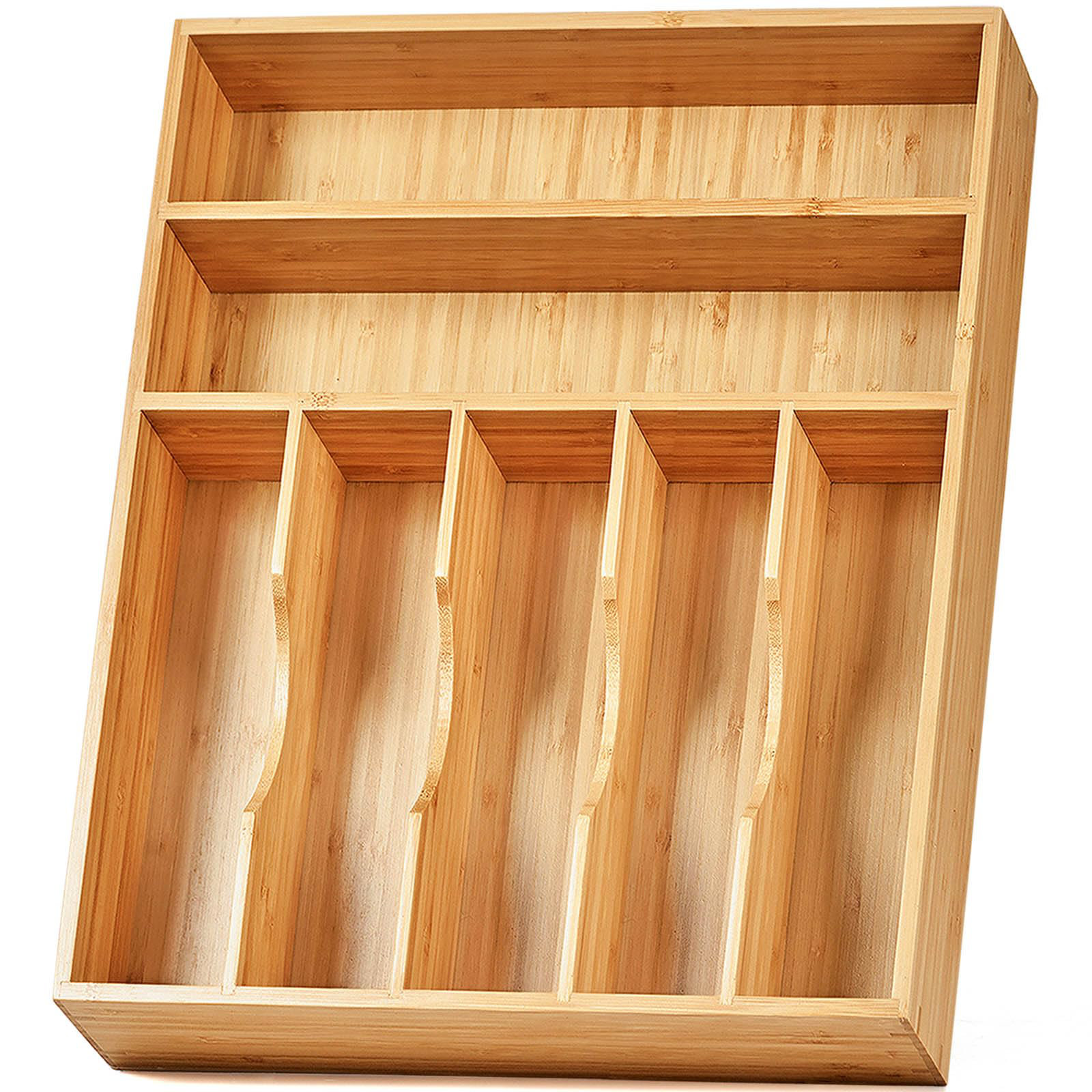 Hokku Designs Bamboo Kitchen Utensils Organizer Drawer Dividers for ...