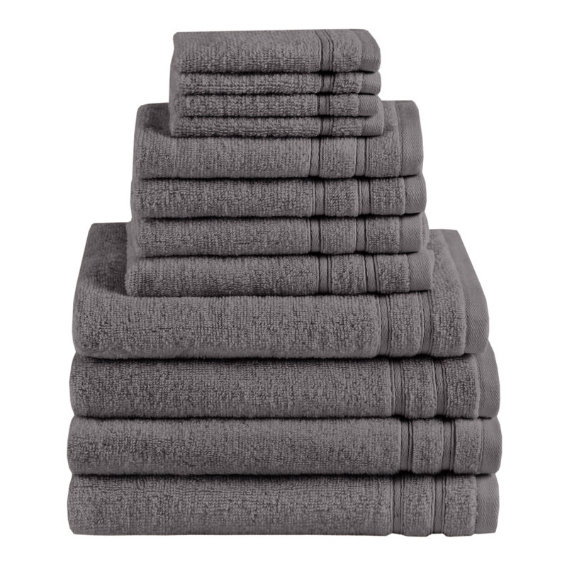 Ensemble de serviettes 100% coton 400GSM Essential, Gris, Ensemble de 12 serviettes