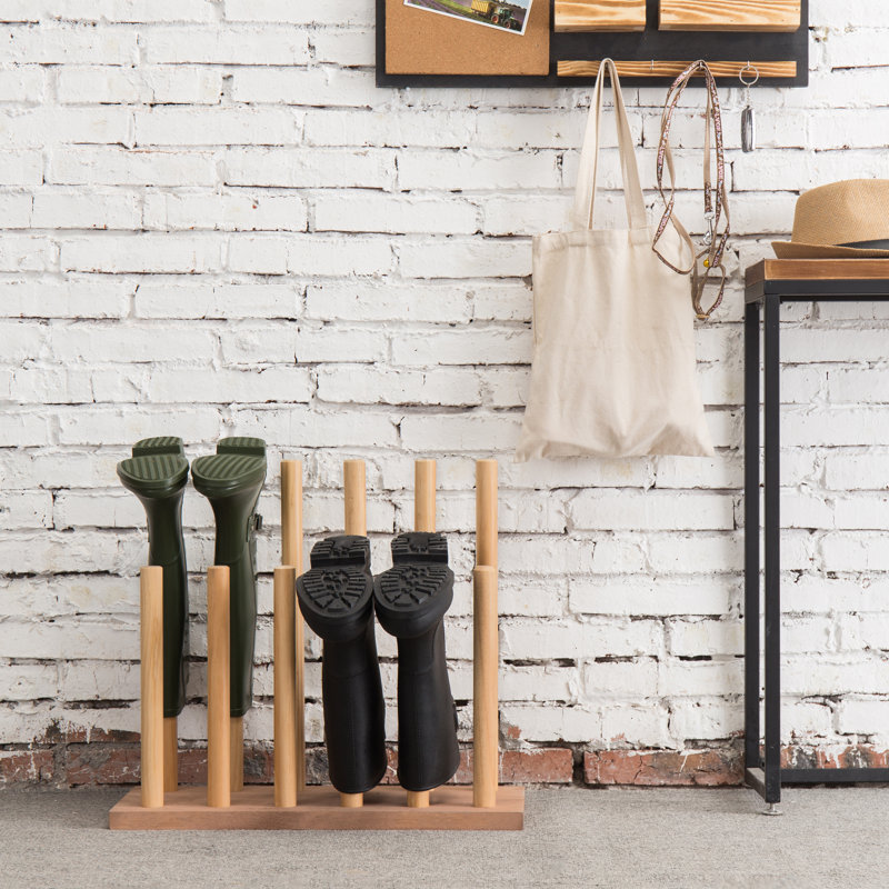 6 Pair Solid Wood Boot Storage
