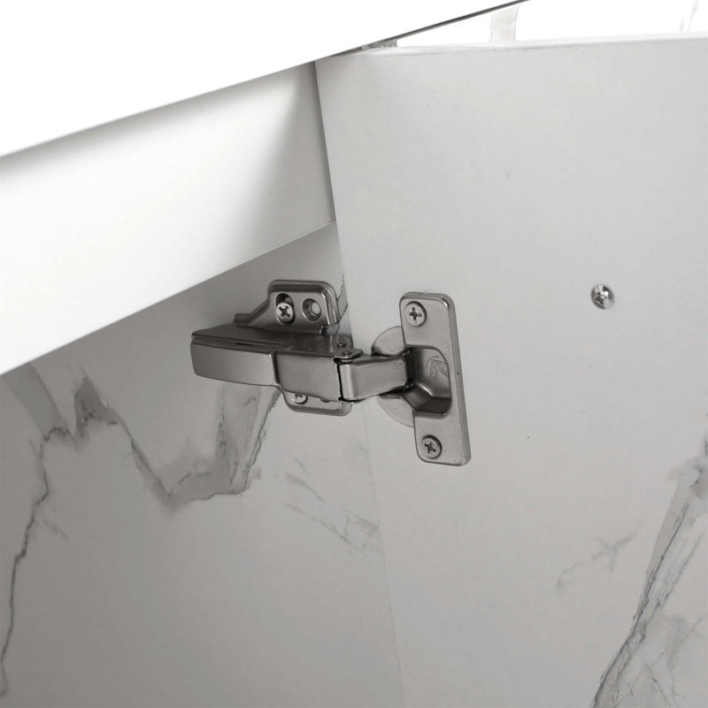 Meuble-lavabo mural avec lavabo double en résine, avec charnières de porte à fermeture douce et matériau durable, idéal pour les salles de bain modernes.
