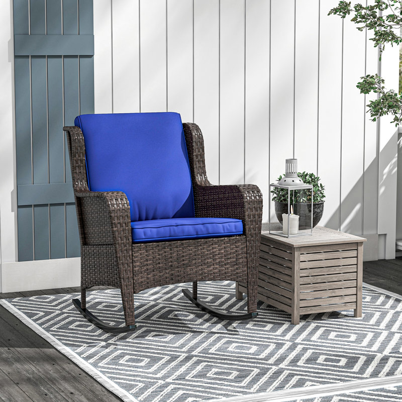 Chaise berçante avec siège relaxant Backyard - bleu foncé, structure en acier, capacité de poids élevée pour le patio, la construction de jardin et les coussins de jardin,