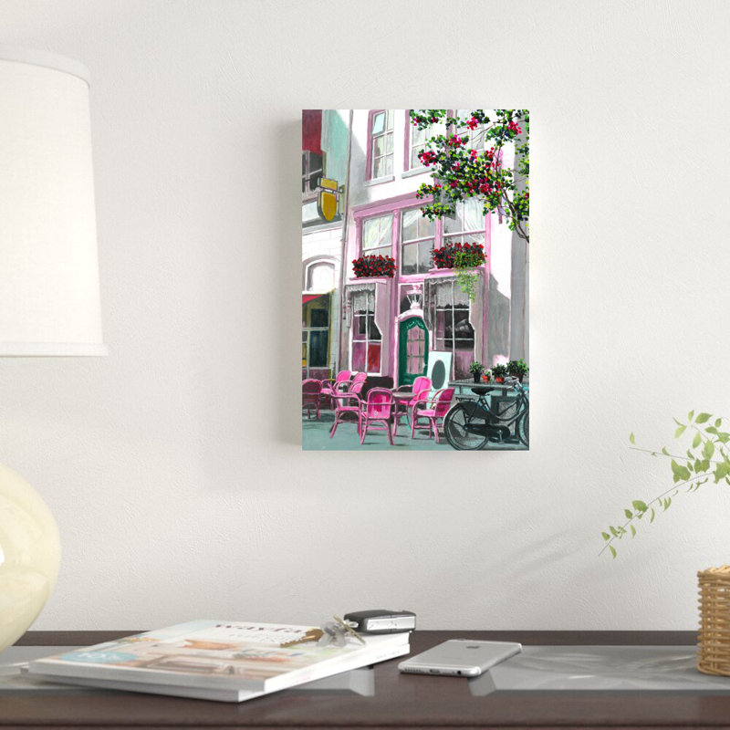 " Pink City Café " Painting Print, 12" H x 8" W