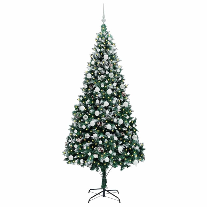 Artificial Christmas Tree with 300 LEDs with Stand, White, 6.89' H