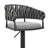 Keymaya Swivel Adjustable Height Bar Stool in Black Metal with Gray Fabric and Faux Leather