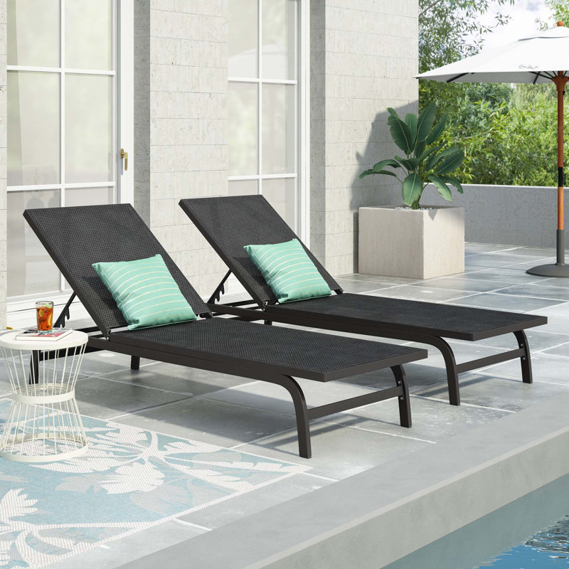Outdoor Chaise Lounge, Black