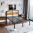 Queen Size Black Metal Platform Bed with 40-Inch Solid Wood Headboard, Underbed Storage, Noise-Free Support, No Box Spring Needed-2025536610-2015625706