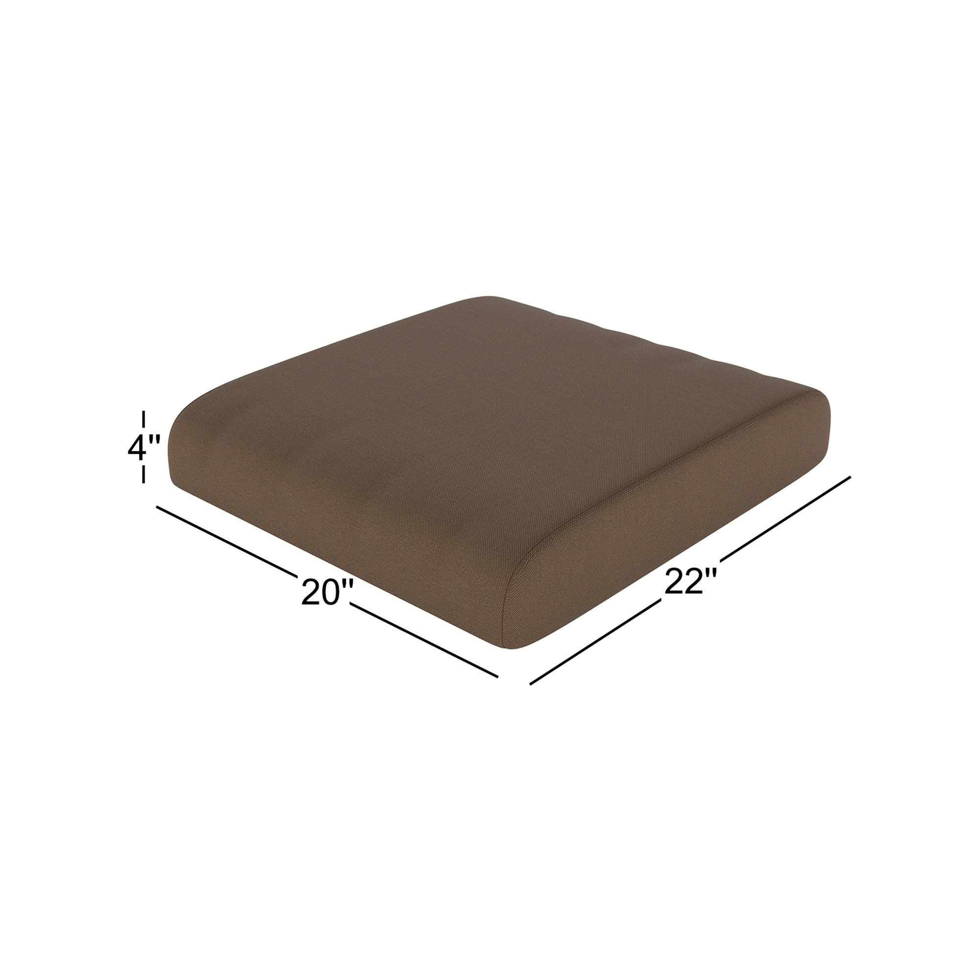 Sunbrella Outdoor Ottoman Cushion, Cast Shale Sunbrella® Plainweave, 4" H x 22" W x 20" D