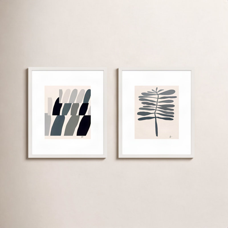 Flora 1&2 Framed Graphic Art by Lee Lessem, 50" H x 80" W x 1.25" D, White Framed