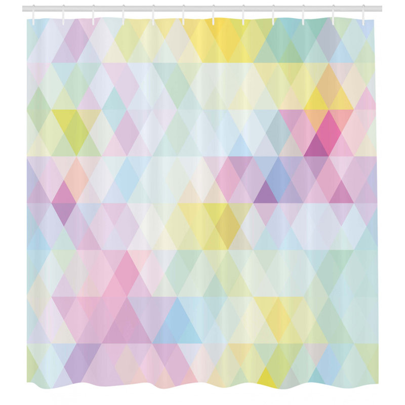 Geometric Shower Curtain with Hooks Included, 70" H x 69" W