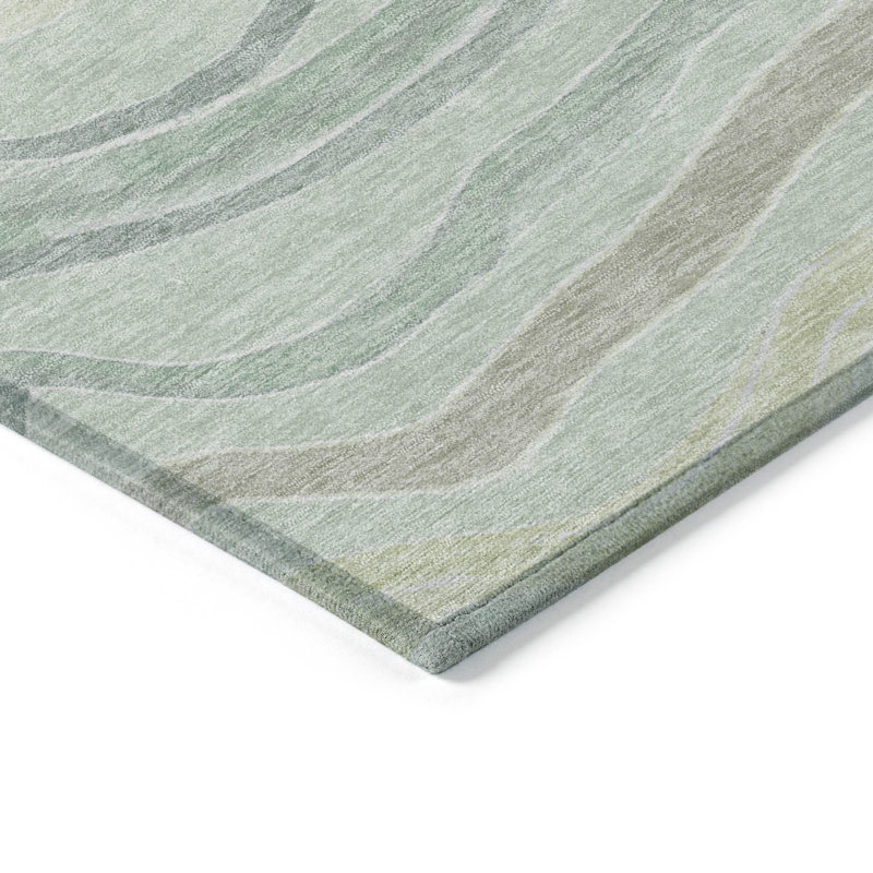 Tapis sauge lavable à la machine intérieur / extérieur Claudian ACN1587, Rond 8 pi