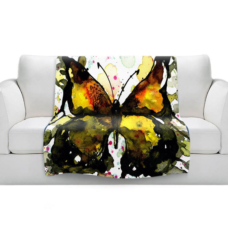 Couverture sherpae douce 37 de papillon aquarelle, l 68 po x L 80 po