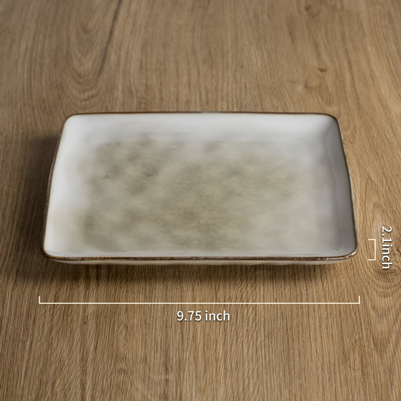  9.75'' Stoneware Square Dinner Plate (Set of 6), Gray