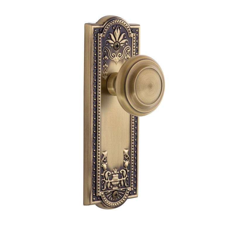 Grandeur Parthenon Plate Single Dummy with Circulaire Door Knob, Vintage Brass