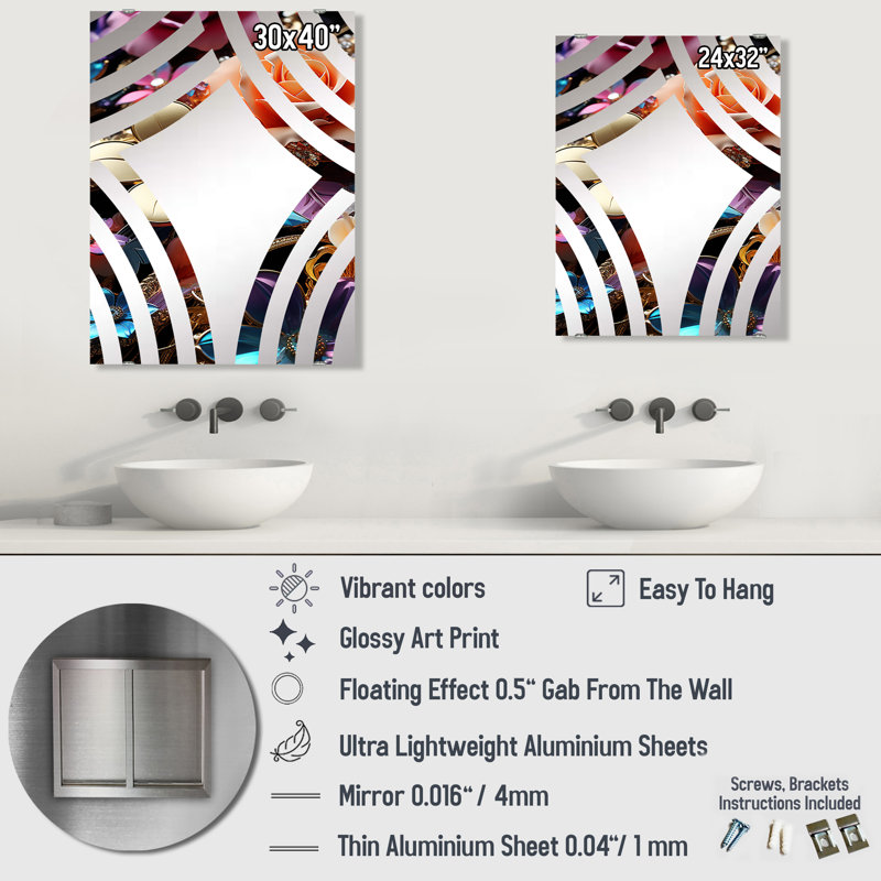 Aikins - Miroir mural fleurs, 32 po x 24 po