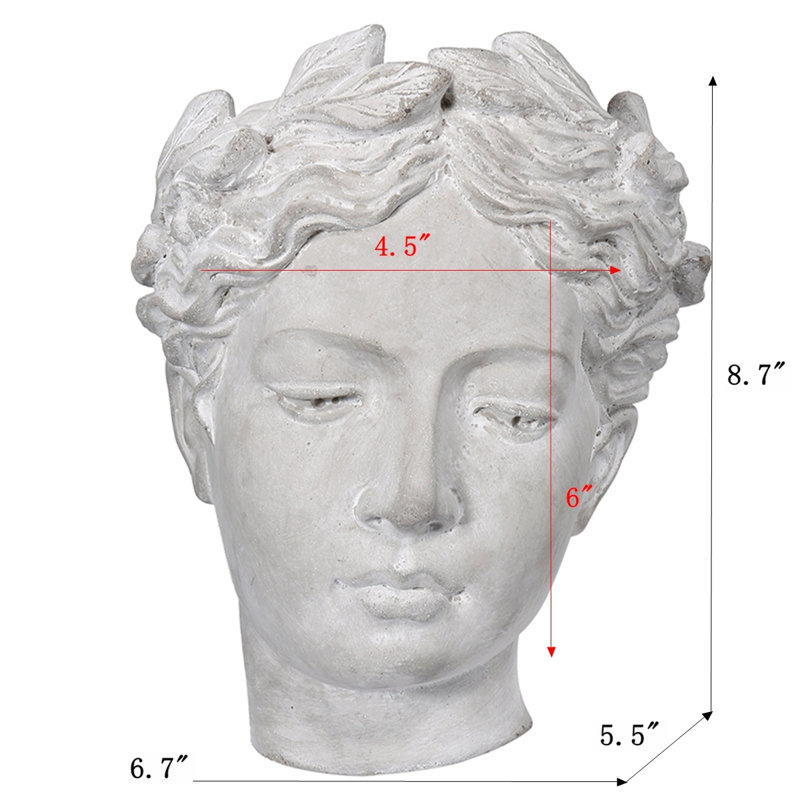 Petit vase mural en ciment 6,7 x 5,5 x 8,7 po Visage