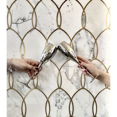 10.75 in. x 13 in. Glossy Marble Tile