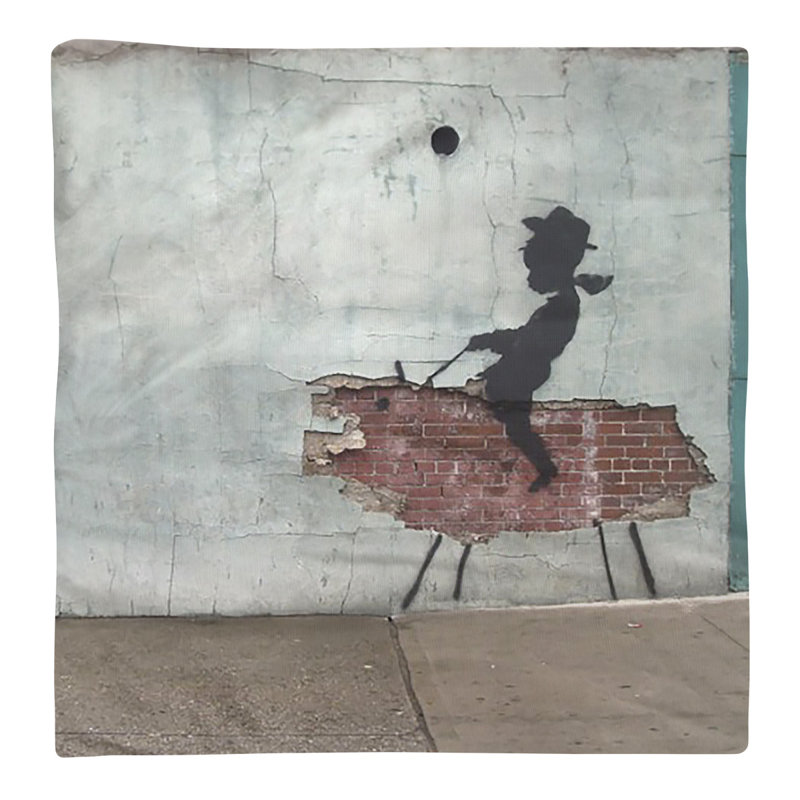 Banksy Graffiti No Pattern Square Napkin, 22" x 22", Poly Twill