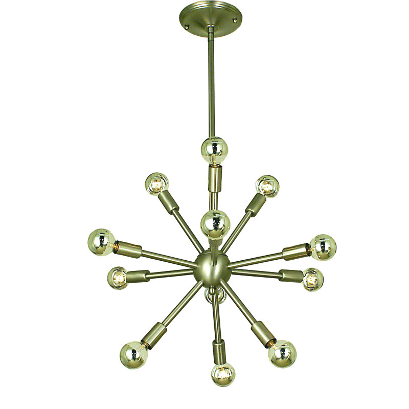 Lustre sphère spoutnik 12 lumières Frizzell, Nickel brossé
